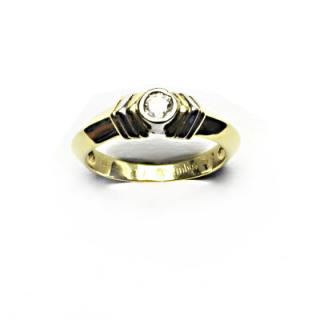 Zlatý prsten s čirým zirkonem, žluté a bílé zlato, 4,02 g, velikost 56
