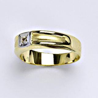 Zlatý prsten s čirým zirkonem,žluté bílé zlato, 3,99 g, vel.62,5