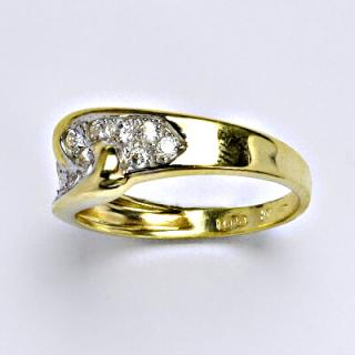Zlatý prsten s čirým zirkonem,žluté zlato, 2,90 g, vel.54,5