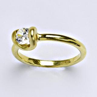 Zlatý prsten s čirým zirkonem,žluté zlato, 3,63 g, vel.56,5