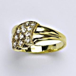 Zlatý prsten s čirým zirkonem,žluté zlato, 3,73 g, vel.54