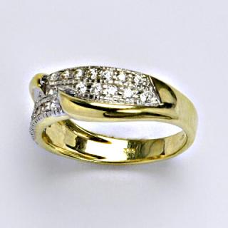 Zlatý prsten s čirým zirkonem,žluté zlato, 3,94 g, vel.54