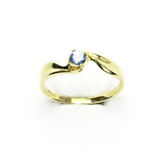 Zlatý prsten se zirkonem akvamarin, žluté zlato, T 1026