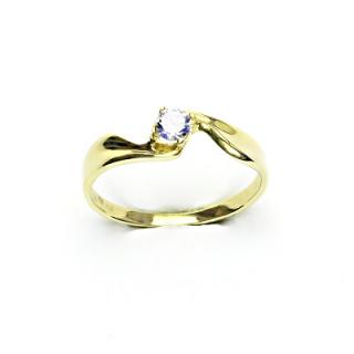 Zlatý prsten se zirkonem lavender, žluté zlato, T 1026