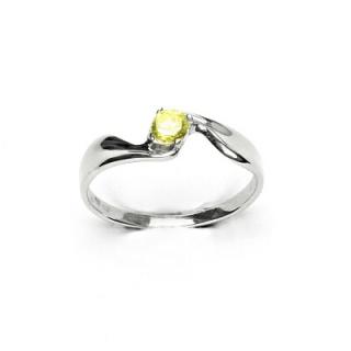 Zlatý prsten se žlutým zirkonem, bílé zlato, T 1026
