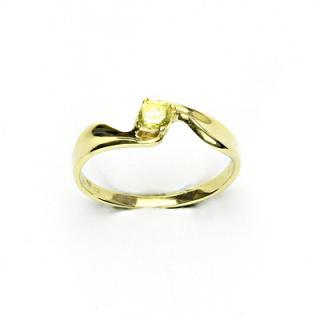Zlatý prsten se žlutým zirkonem, žluté zlato, T 1026