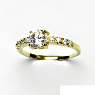Zlatý prsten, žluté i bílé zlato ,čiré zirkony - VR 312