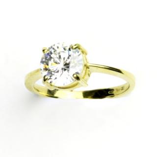 Zlatý prsten, žluté i bílé zlato, přírodní Křišťál 8 mm - T 1357