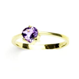 Zlatý prsten, žluté i bílé zlato, přírodní světlý ametyst, prstýnek ze zlata, T 1362