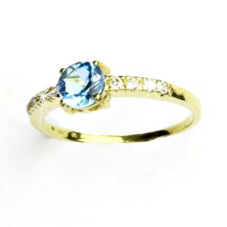 Zlatý prsten, žluté i bílé zlato, přírodní topaz swiss 6 mm - VR 312