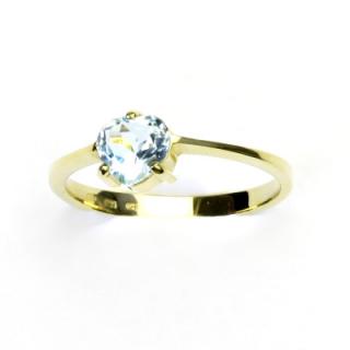 Zlatý prsten, žluté i bílé zlato, prstýnek s topazem, přírodní topaz sky, T 1362