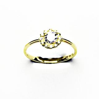 Zlatý prsten, žluté zlato, čiré zirkony, T 1495