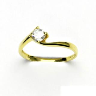 Zlatý prsten, žluté zlato, čirý zirkon, prstýnek ze zlata, VR 282