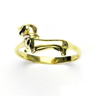 Zlatý prsten, žluté zlato, jezevčík, prstýnek jezevčík, T 320