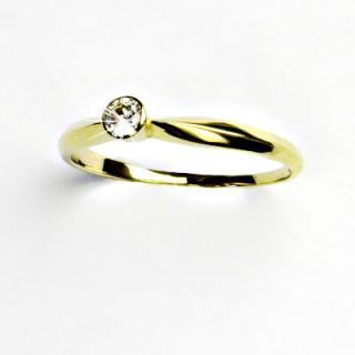 Zlatý prsten, žluté zlato, prstýnek s čirým zirkonem, bílý zirkon, VR 32