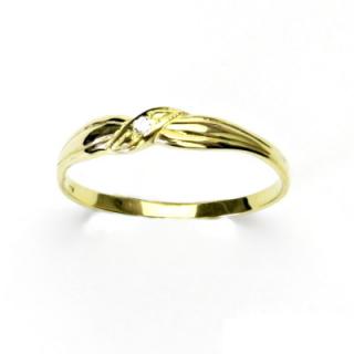 Zlatý prsten, žluté zlato, prstýnek s čirým zirkonem, čirý zirkon, T 1481