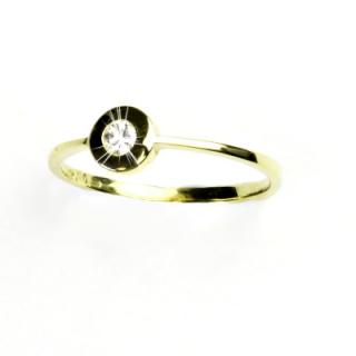Zlatý prsten, žluté zlato, prstýnek s čirým zirkonem, T 1116