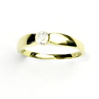 Zlatý prsten, žluté zlato, prstýnek s čirým zirkonem, VR 126