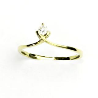 Zlatý prsten, žluté zlato, prstýnek s čirým zirkonem, VR 208