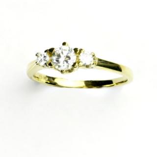Zlatý prsten, žluté zlato, prstýnek s čirými zirkony, T 1264