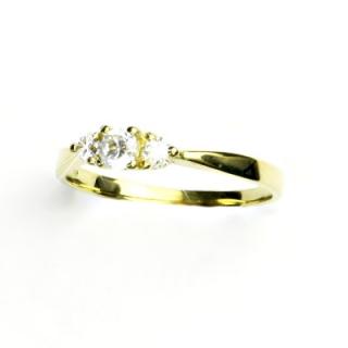 Zlatý prsten, žluté zlato, prstýnek s čirými zirkony, VR 330