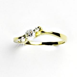 Zlatý prsten, žluté zlato, prstýnek s čirými zirkony, zirkon, VR 218