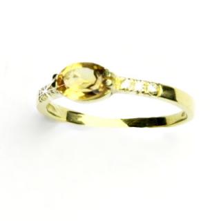 Zlatý prsten, žluté zlato, prstýnek s přírodním citrínem pálený, VR 237
