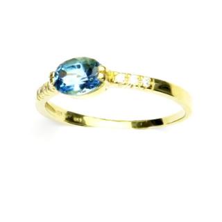 Zlatý prsten, žluté zlato, prstýnek s přírodním topazem, VR 237