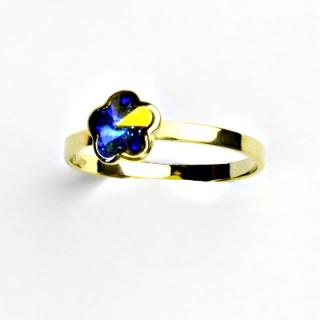Zlatý prsten, žluté zlato,prstýnek se Swarovski krystalem, AB, T 1297
