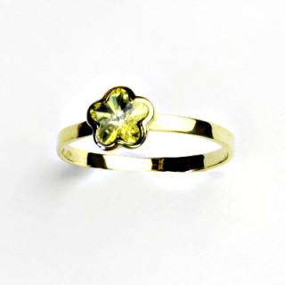 Zlatý prsten, žluté zlato, prstýnek se Swarovski krystalem, jonquil, T 1297