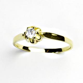 Zlatý prsten, žluté zlato, prstýnek se zirkonem, čirý zirkon, T 1468
