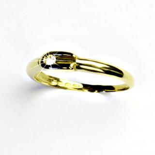 Zlatý prsten, žluté zlato, prstýnek se zirkonem, čirý zirkon, VR 283