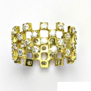 Zlatý prsten, žluté zlato, prstýnek ze zlata, čiré zirkony, vel. 56, 4,41 g
