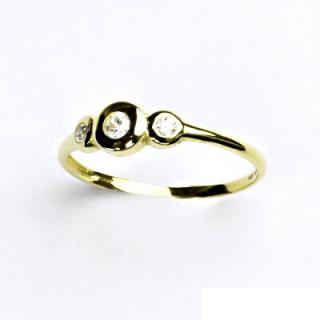 Zlatý prsten, žluté zlato, s čirými zirkony, prstýnek ze zlata, T 1122
