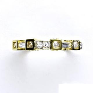 Zlatý prstýnek, žluté zlato, prsten s čirými zirkony, vel. 51, 2,83 g