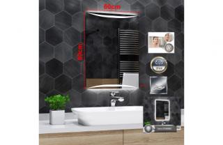 SKLADEM! Koupelnové zrcadlo WILNO, s LED podsvícením. 60x80 cm, IP 44, barva studená, antipára, bezdotykový spínač (Výroba na zakázku)