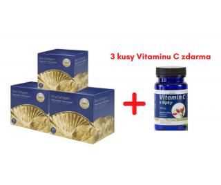 Inca Collagen 270 g (3x 30 sáčků)  + 3x Vitamín C s šípky 500 mg 30 tbl. ZDARMA