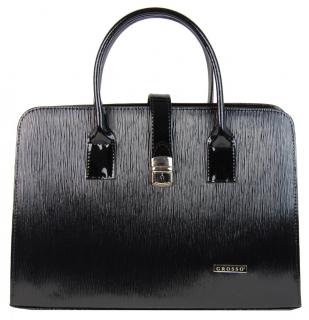 Čierna vrúbkovaná elegantná dámska aktovka / taška na notebook 15.6 &quot;ST02 GROSSO