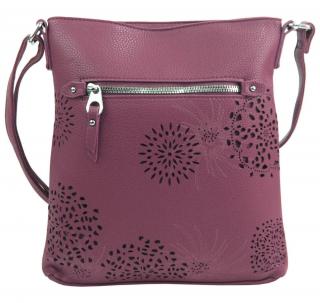 Crossbody dámska kabelka v kvetovanom dizajne pastelovo fialová 5432-BB