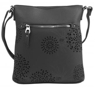 Crossbody dámska kabelka v kvetovanom dizajne tmavo šedá 5432-BB