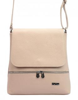 Kožená dámska crossbody kabelka staroružová