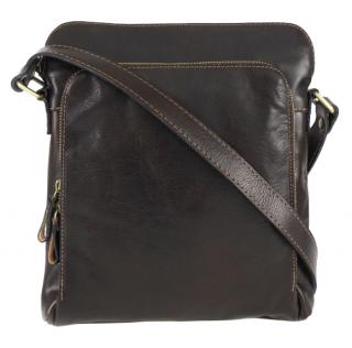 Kožená kvalitná pánska crossbody taška NICO 24x27x8 cm tmavo hnedá