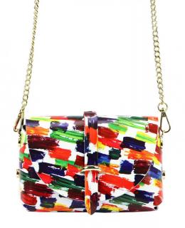 Kožená malá dámska crossbody kabelka farebná multicolor