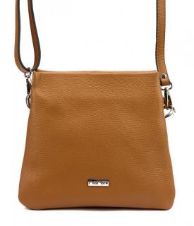 MiaMore Kožená crossbody dámska kabelka s tromi oddielmi camel hnedá