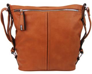 Moderná veľká crossbody kabelka 74-MH koňakovo hnedá