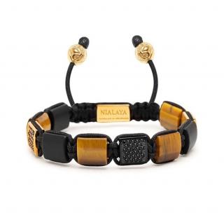 DÁMSKÝ PLOCHÝ NÁRAMEK NIALAYA ONYX A TYGŘÍ OKO Velikost: L (17-18cm)