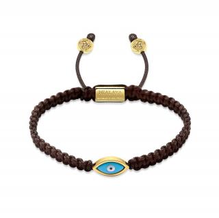 NÁRAMEK NIALAYA EVIL EYE STRING Hnědý Velikost: M (15-16cm)