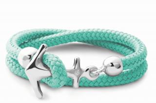 NÁRAMEK OCEAN STORY BORA MINT SE STŘÍBRNOU KOTVOU MALÝ Obvod zápěstí: 15 cm, Typ náramku: Dvojitý