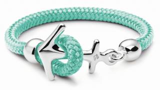 NÁRAMEK OCEAN STORY BORA MINT SE STŘÍBRNOU KOTVOU MALÝ Obvod zápěstí: 18 cm, Typ náramku: Jednoduchý