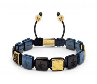 PÁNSKÝ NÁRAMEK NIALAYA DORJE BLACK, BLUE & GOLD CERAMIC Velikost: L (18-19cm)